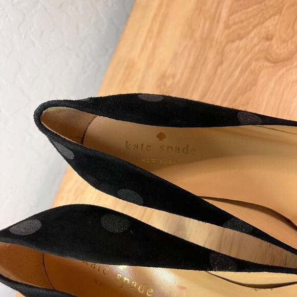 Kate Spade NY Heels Womens 9B Black Pumps Suede Shimmer Polka Dot Italy Made - Picture 11 of 11
